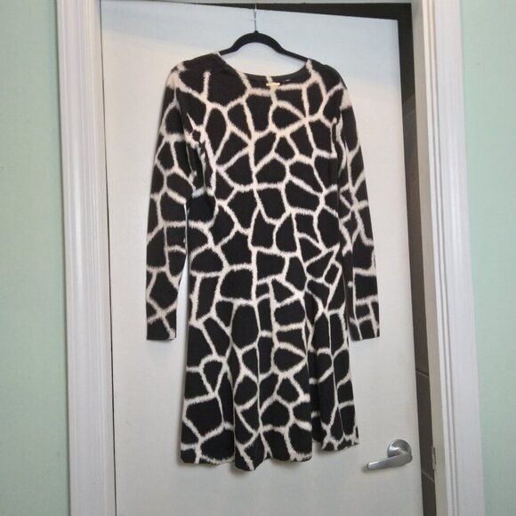 Michael Michael Kors Antalia Giraffe Print Fit & Flare Pullover Midi Dress Sz L - Picture 4 of 7
